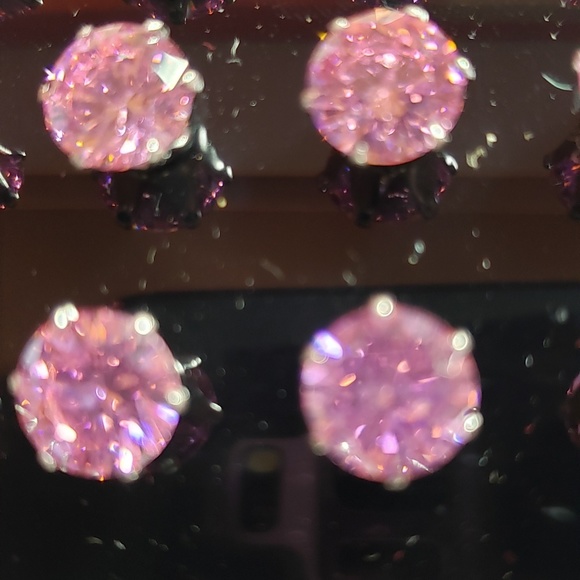 Pink CZ Earrings NWOT - Picture 3 of 3